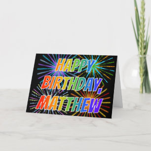 Voornaam "MATTHEW" Leuk "GEFELICITEERD MET JE VERJ Kaart