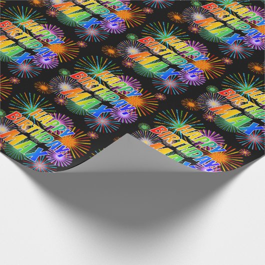 Voornaam "MAX", afgekort "HAPPY BIRTHDAY" Cadeaupapier (Hoek)