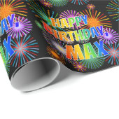 Voornaam "MAX", afgekort "HAPPY BIRTHDAY" Cadeaupapier (Rol Hoek)