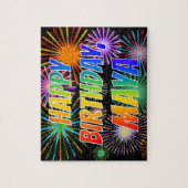 Voornaam "MAYA", geun "HAPPY BIRTHDAY" Legpuzzel (Verticaal)