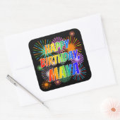 Voornaam "MAYA", geun "HAPPY BIRTHDAY" Vierkante Sticker (Envelop)