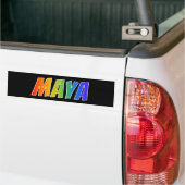Voornaam "MAYA": vun regenboogkleuren Bumpersticker (Op Truck)