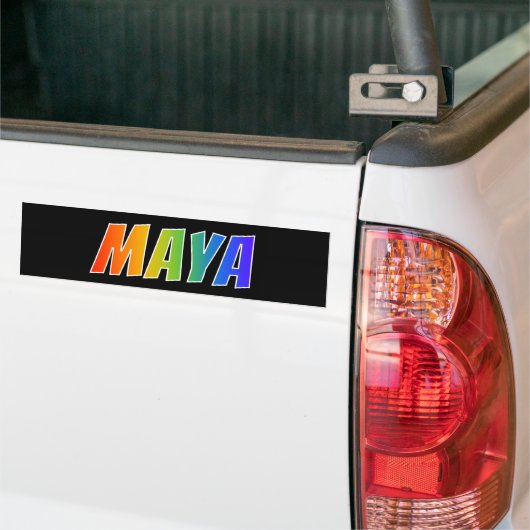 Voornaam "MAYA": vun regenboogkleuren Bumpersticker (Op Truck)