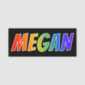 Voornaam "MEGAN": Fun Rainbow-kleuren Naamplaatje (Voorkant)