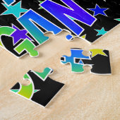 Voornaam "MEGAN", geun "HAPPY BIRTHDAY" Legpuzzel (Zijkant)