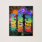 Voornaam "MEGAN", geun "HAPPY BIRTHDAY" Legpuzzel (Verticaal)