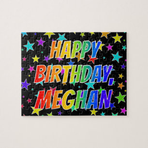 Voornaam "MEGHAN", geun "HAPPY BIRTHDAY" Legpuzzel