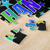 Voornaam "MEGHAN", geun "HAPPY BIRTHDAY" Legpuzzel (Zijkant)