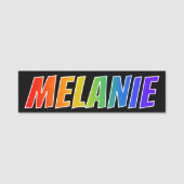 Voornaam "MELANIE": Fun Rainbow-kleuren Naamplaatje (Voorkant)