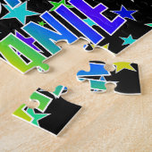 Voornaam "MELANIE", geun "HAPPY BIRTHDAY" Legpuzzel (Zijkant)