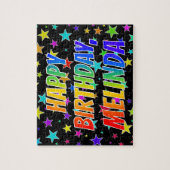 Voornaam MELINDA, Fun "HAPPY BIRTHDAY" Legpuzzel (Verticaal)