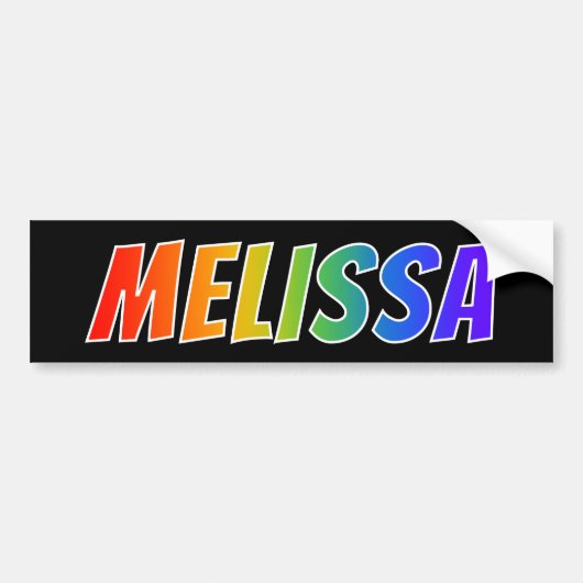 Voornaam "MELISSA": Fun Rainbow-kleuren Bumpersticker (Voorkant)