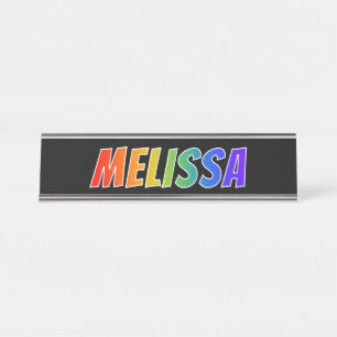 Voornaam "MELISSA": Fun Rainbow-kleuren Bureau Naambordje