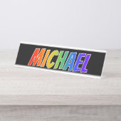Voornaam "MICHAEL": vun regenboogkleuren Bureau Naambordje (Voorkant)
