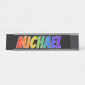 Voornaam "MICHAEL": vun regenboogkleuren Bureau Naambordje (Voorkant)