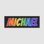 Voornaam "MICHAEL": vun regenboogkleuren Naamplaatje (Voorkant)