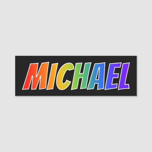 Voornaam "MICHAEL": vun regenboogkleuren Naamplaatje (Voorkant)