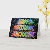 Voornaam "MICHAELA" Fun "HAPPY BIRTHDAY" Kaart (Gele Bloem)