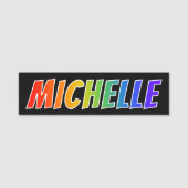 Voornaam "MICHELLE": Fun Rainbow-kleuren Naamplaatje (Voorkant)