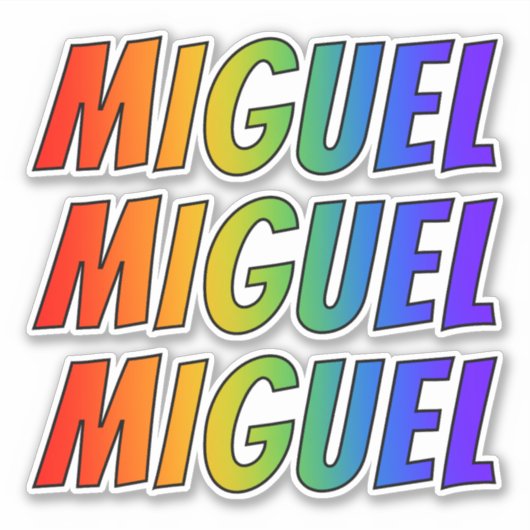 Voornaam "MIGUEL" w / Fun Rainbow Coloring Sticker (Voorkant)