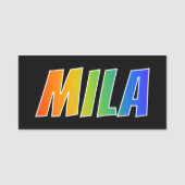 Voornaam "MILA": Fun Rainbow-kleuren Naamplaatje (Voorkant)