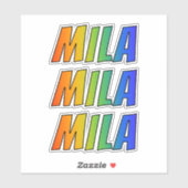 Voornaam "MILA" w / Fun Rainbow Coloring Sticker (Vel)