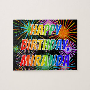 Voornaam "MIRANDA", geun "HAPPY BIRTHDAY" Legpuzzel