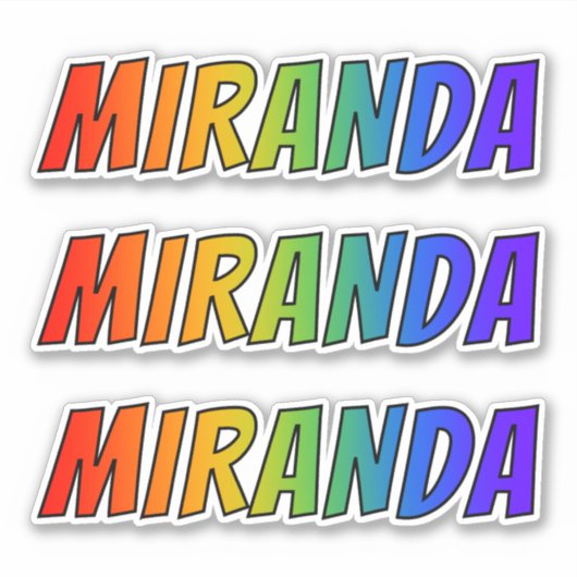 Voornaam "MIRANDA" w / Fun Rainbow Coloring Sticker (Voorkant)