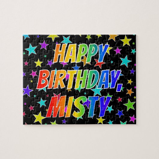 Voornaam "MISTY", geun "HAPPY BIRTHDAY" Legpuzzel (Horizontaal)