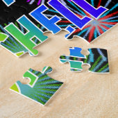 Voornaam "MITCHELL", geun "HAPPY BIRTHDAY" Legpuzzel (Zijkant)