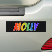Voornaam "MOLLY": Fun Rainbow-kleuren Bumpersticker (Op auto)