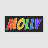 Voornaam "MOLLY": Fun Rainbow-kleuren Naamplaatje (Voorkant)