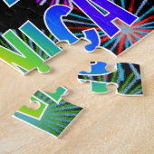 Voornaam "MONICA", geun "HAPPY BIRTHDAY" Legpuzzel (Zijkant)