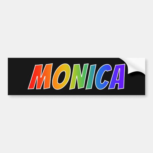 Voornaam "MONICA": vun regenboogkleuren Bumpersticker (Voorkant)