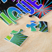 Voornaam "MONIQUE", geun "HAPPY BIRTHDAY" Legpuzzel (Zijkant)