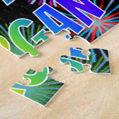 Voornaam "MORGAN", geun "HAPPY BIRTHDAY" Legpuzzel (Zijkant)