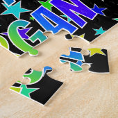 Voornaam "MORGAN", geun "HAPPY BIRTHDAY" Legpuzzel (Zijkant)