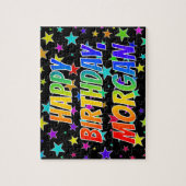 Voornaam "MORGAN", geun "HAPPY BIRTHDAY" Legpuzzel (Verticaal)