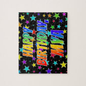Voornaam "MYA", geun "HAPPY BIRTHDAY" Legpuzzel (Verticaal)