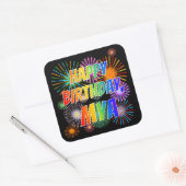Voornaam "MYA", geun "HAPPY BIRTHDAY" Vierkante Sticker (Envelop)