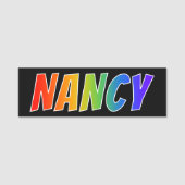 Voornaam "NANCY": Fun Rainbow-kleuren Naamplaatje (Voorkant)