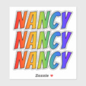Voornaam "NANCY" w / Fun Rainbow Coloring Sticker (Vel)