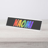 Voornaam "NAOMI": Fun Rainbow-kleuren Bureau Naambordje (Voorkant)