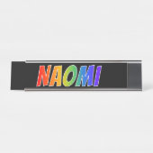 Voornaam "NAOMI": Fun Rainbow-kleuren Bureau Naambordje (Voorkant)