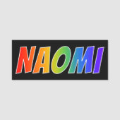 Voornaam "NAOMI": Fun Rainbow-kleuren Naamplaatje (Voorkant)