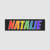 Voornaam "NATALIE": Fun Rainbow-kleuren Naamplaatje (Voorkant)