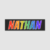 Voornaam "NATHAN": Fun Rainbow-kleuren Naamplaatje (Voorkant)