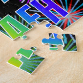 Voornaam "NEVAEH", geun "HAPPY BIRTHDAY" Legpuzzel (Zijkant)