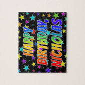Voornaam NICHOLAS, Fun "HAPPY BIRTHDAY" Legpuzzel (Verticaal)