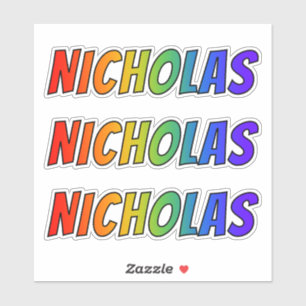 Voornaam "NICHOLAS" w/ Fun Rainbow Coloring Sticker